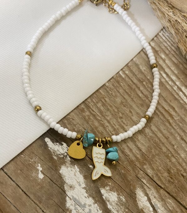 Ατσάλινη Αλυσίδα ποδιού Mermaid White