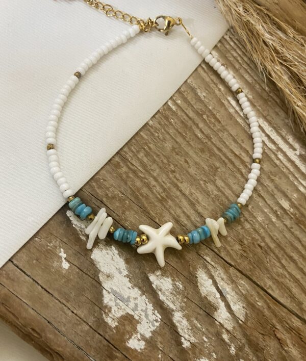 Ατσάλινη Αλυσίδα ποδιού Starfish White