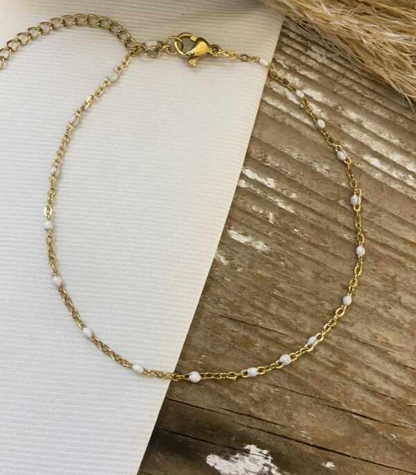 Ατσάλινη Αλυσίδα ποδιού Rosary White