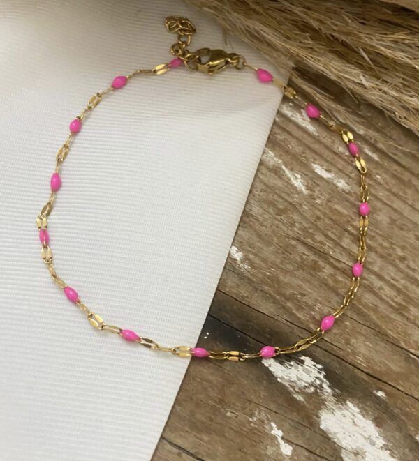 Ατσάλινη Αλυσίδα ποδιού Rosary Pink