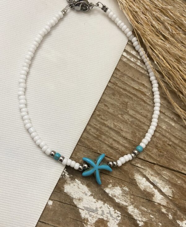 Ατσάλινη Αλυσίδα ποδιού Starfish haolite Silver