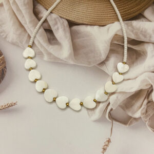 Ατσάλινο Καλοκαιρινό Κολιέ White Hearts