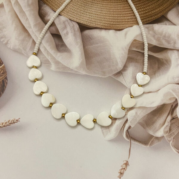 Ατσάλινο Καλοκαιρινό Κολιέ White Hearts