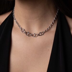 Ατσάλινο Κολιέ Double Hearts