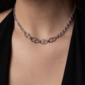 Ατσάλινο Κολιέ Double Hearts