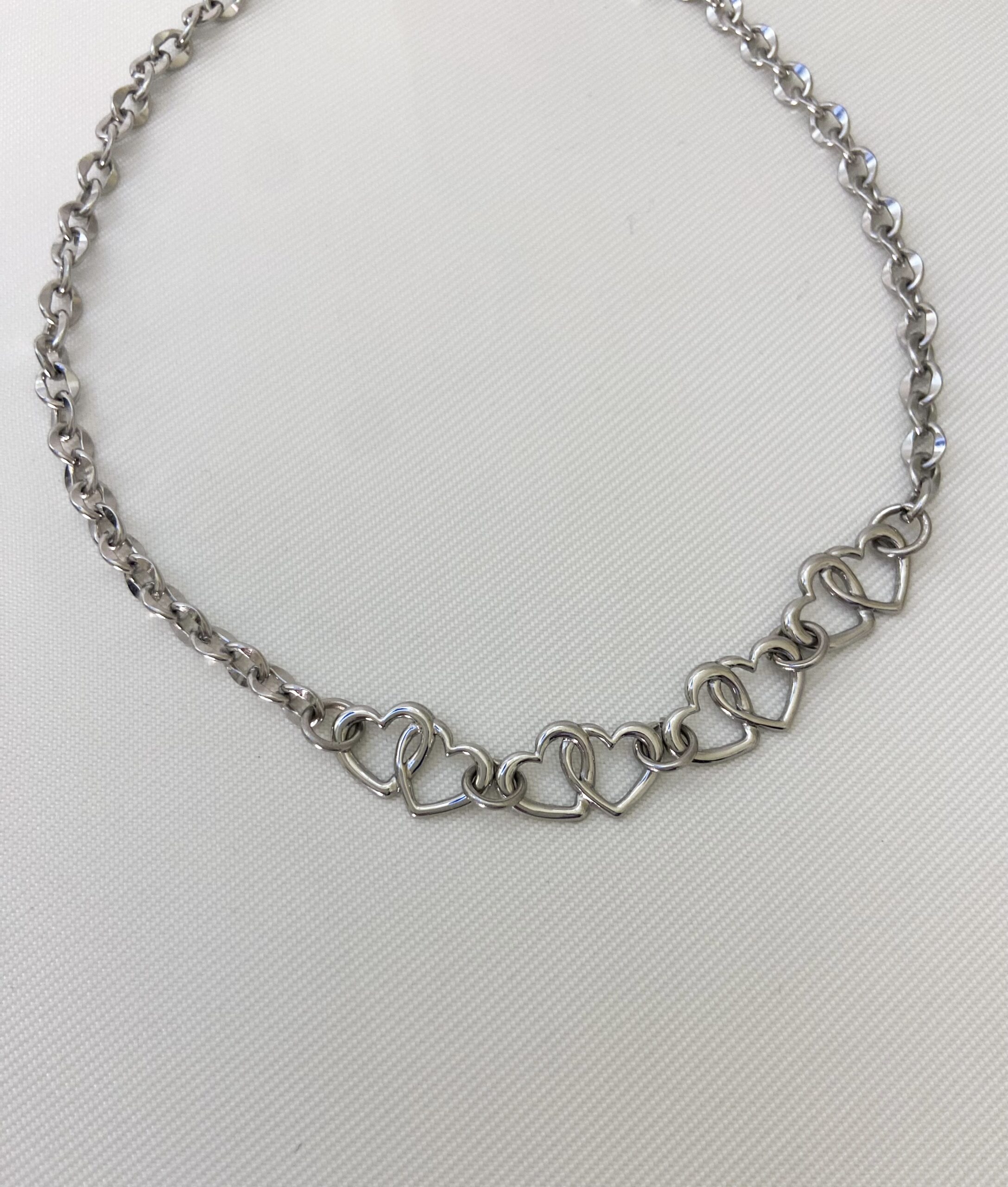 Ατσάλινο Κολιέ Double Hearts - Image 3