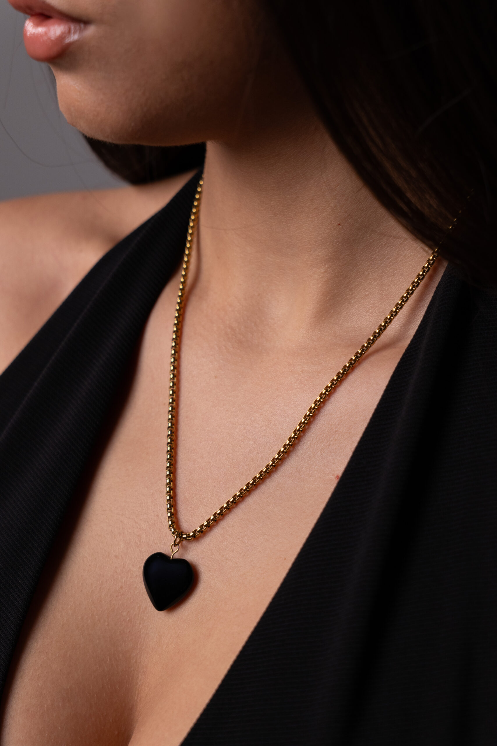 Ατσάλινο Κολιέ Black Heart - Image 3