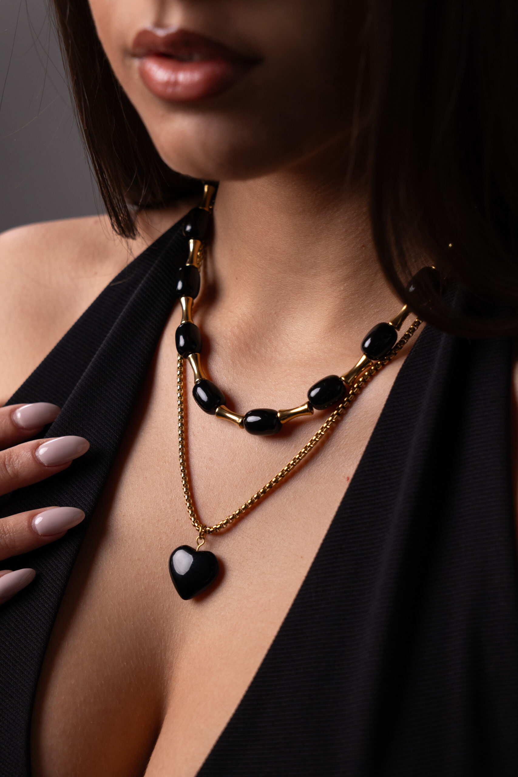 Ατσάλινο Κολιέ Black Heart - Image 2