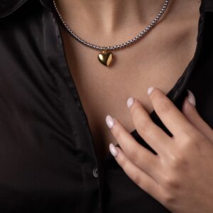 Ατσάλινο Κολιέ Puffy Heart