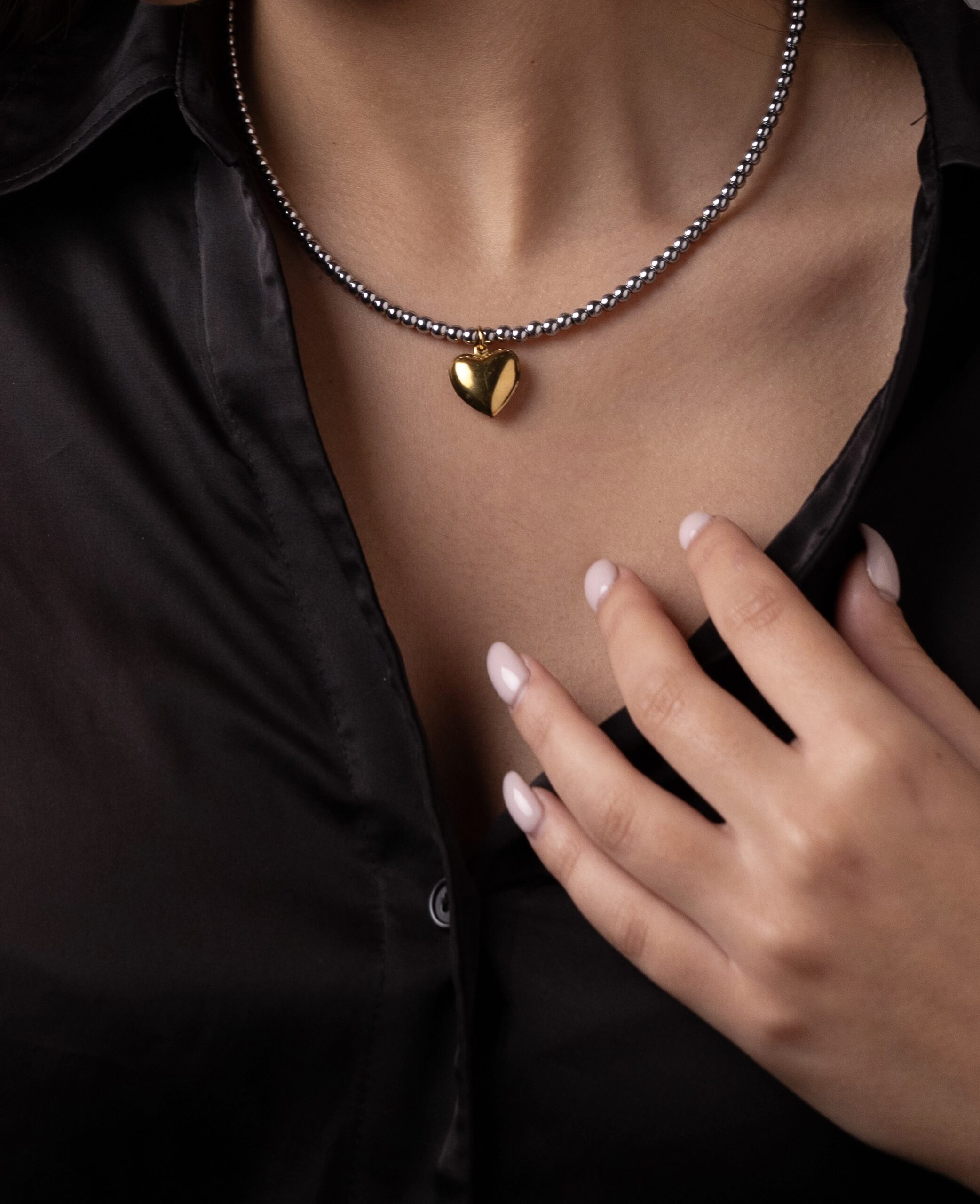 Ατσάλινο Κολιέ Puffy Heart